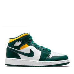 Air Jordan1 Mid White Green Yellow