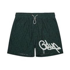 Geedup Handstyle/ Play For Keeps Monogram Swim Shorts 'Forest Green/ White' (2024)