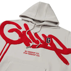 Geedup Handstyle G Hoodie 'Light Grey/ Red' (2025)