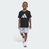 Kids' Two-Piece Short Sleeve Cotton Tee and Elastic Waistband Printed Shorts Set