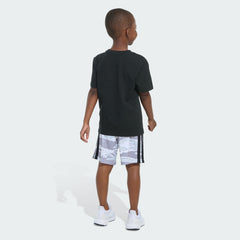 Kids' Two-Piece Short Sleeve Cotton Tee and Elastic Waistband Printed Shorts Set