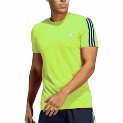 AeroReady 3 Stripes Short Sleeve Mens Running Top - Green