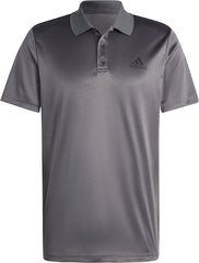 Designed To Move 3 Stripes Mens Training Short Sleeve Polo Shirt - Grey