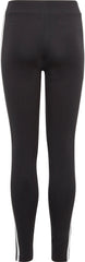 Essentials 3 Stripes Junior Cotton Long Tights - Black