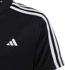 Essentials AeroReady 3 Stripes Short Sleeve Junior Training Top - Black