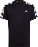 Essentials AeroReady 3 Stripes Short Sleeve Junior Training Top - Black
