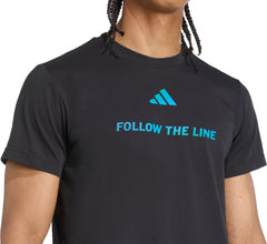 Follow The Line Graphic Short Sleeve Mens Running Top - Black