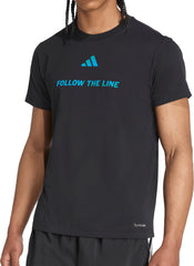 Follow The Line Graphic Short Sleeve Mens Running Top - Black