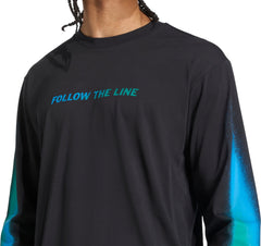 Follow The Line Graphic Long Sleeve Mens Running Top - Black