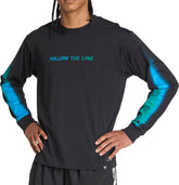 Follow The Line Graphic Long Sleeve Mens Running Top - Black
