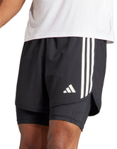 Own The Run 3 Stripes 2 In 1 Mens Running Shorts - Black