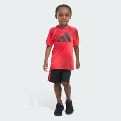 Kids' Two-Piece Short Sleeve Raglan Printed Tee and Shorts Set