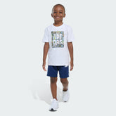 Kids' Two Piece Short Sleeve Graphic Cotton Tee and 3 Stripes Shorts Set