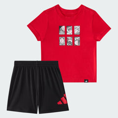 Kids' Two Piece Short Sleeve Cotton Tee and Elastic Waistband Logo Shorts Set