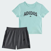 Kids' Two Piece Short Sleeve Tee and Camo 3 Stripes Woven Shorts Set