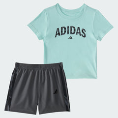 Kids' Two Piece Short Sleeve Tee and Camo 3 Stripes Woven Shorts Set