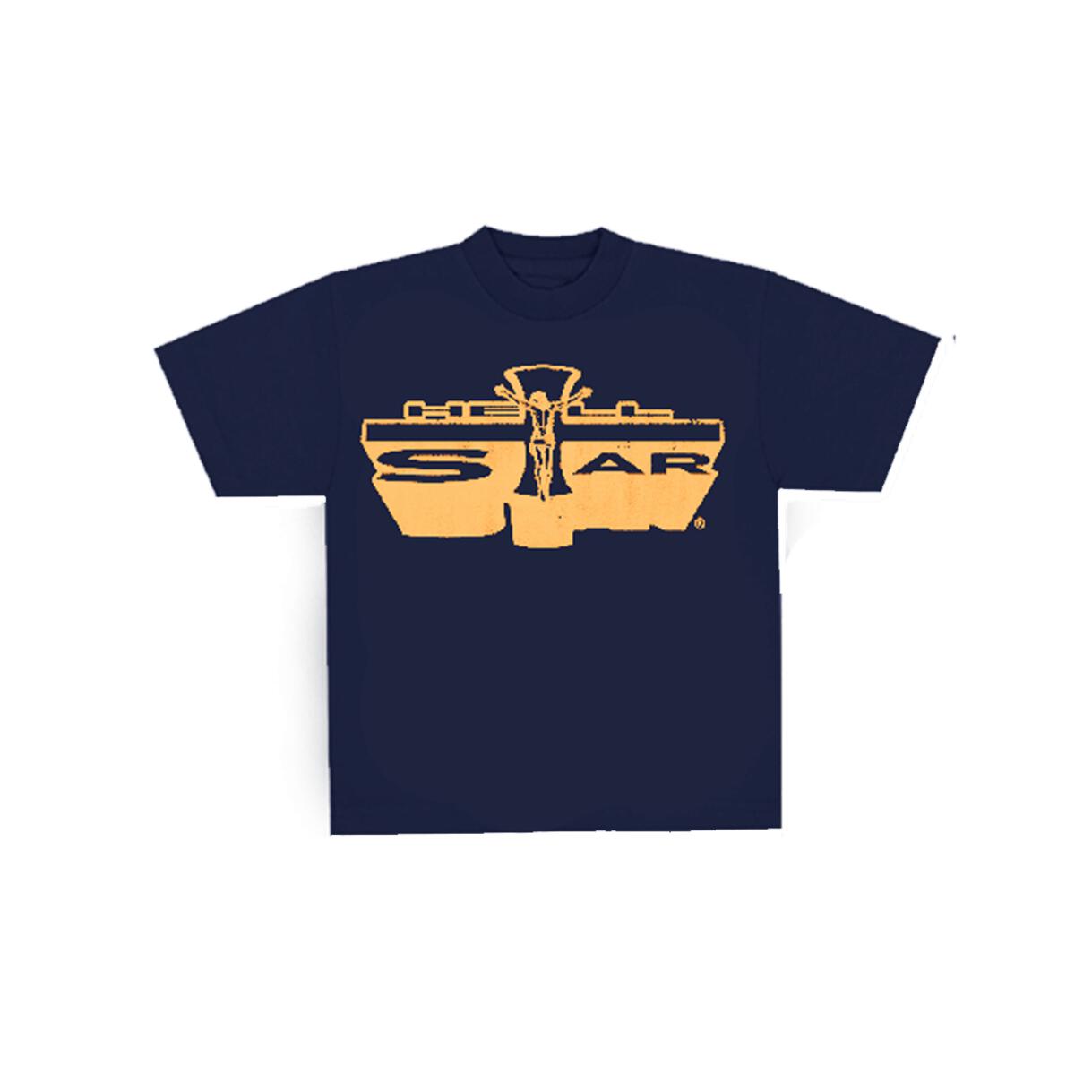 HELLSTAR Jesus Emblem Tee 'Navy/ Gold' (Overseas Exclusive 2023)