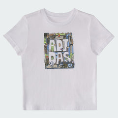 Kids' Two Piece Short Sleeve Graphic Cotton Tee and 3 Stripes Shorts Set