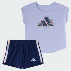 Kids' Two Piece Short Sleeve Graphic Tee and Mesh Shorts Set