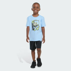 Kids' Two-Piece Short Sleeve Graphic Cotton Tee and 3-Stripes Shorts Set