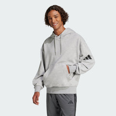 Men's Essentials Loose-Fit 3 Bar Logo French Terry Hoodie