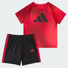 Kids' Two Piece Short Sleeve Raglan Printed Tee and Shorts Set