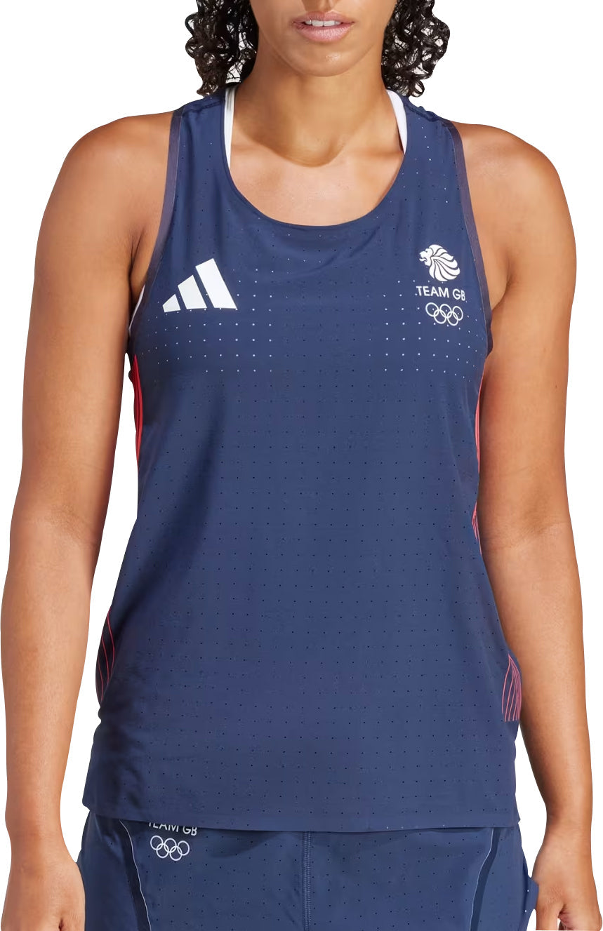 Adizero Team GB Womens Running Vest Tank Top - Blue