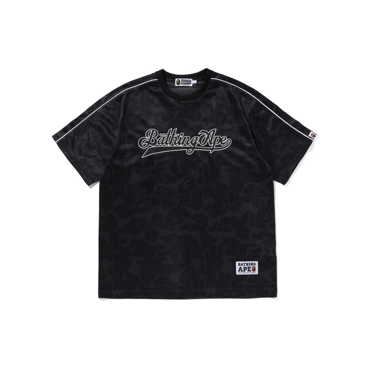 BAPE Camo Stripe Baseball Logo Relaxed Fit Tee 'Black' (2025)