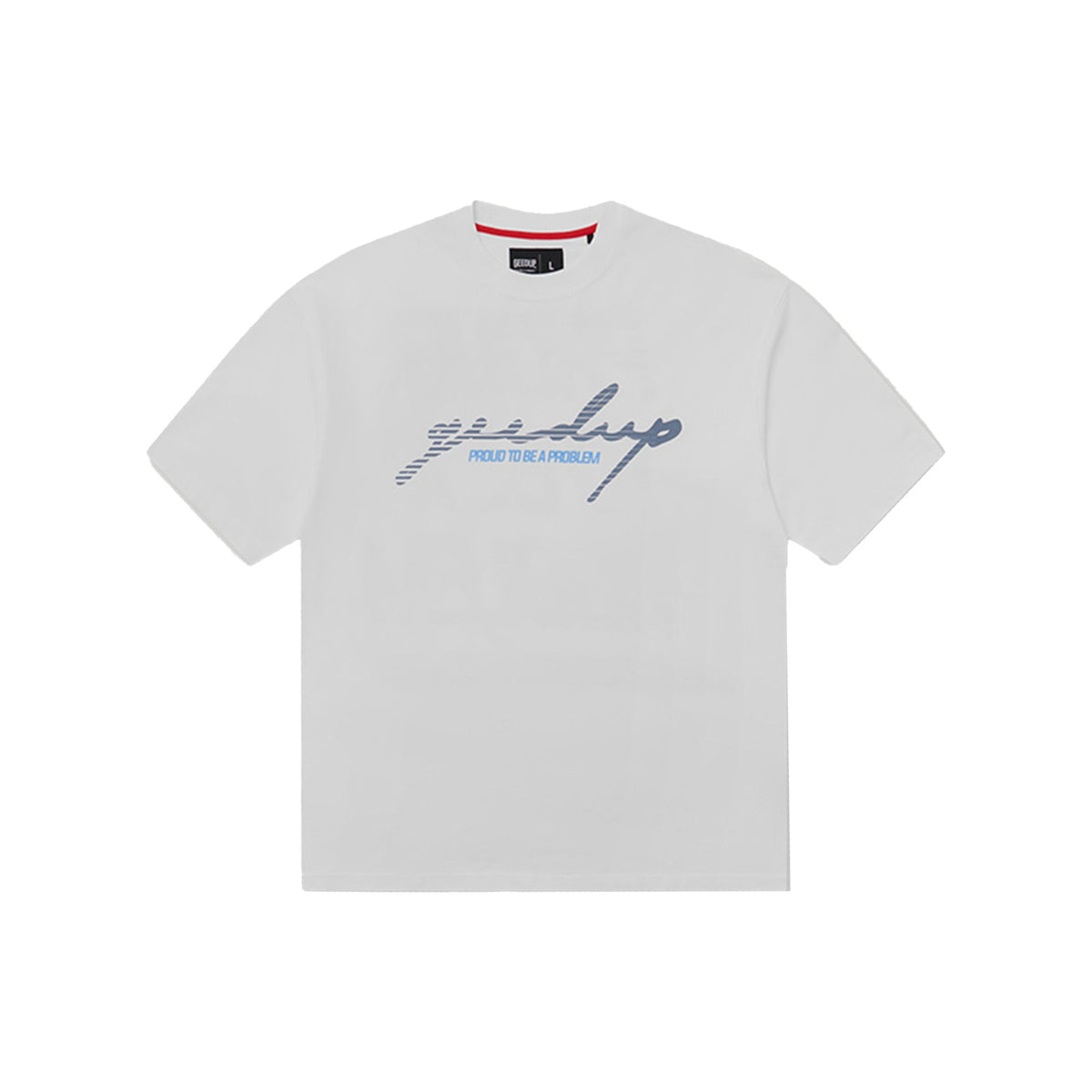 Geedup Proud To Be A Problem Nascar T-Shirt 'White/ Blue' (2024)