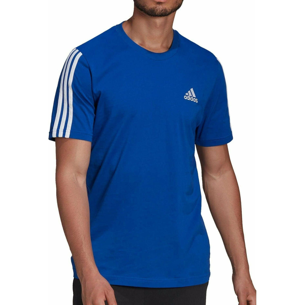AeroReady 3 Stripes Short Sleeve Mens Running Top - Blue