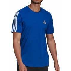 AeroReady 3 Stripes Short Sleeve Mens Running Top - Blue