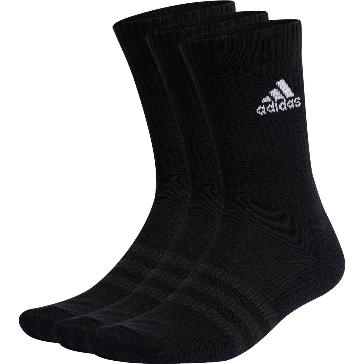 Cushioned (3 Pack) Crew Training Socks - Black