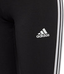 Essentials 3 Stripes Junior Cotton Long Tights - Black