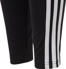 Essentials 3 Stripes Junior Cotton Long Tights - Black