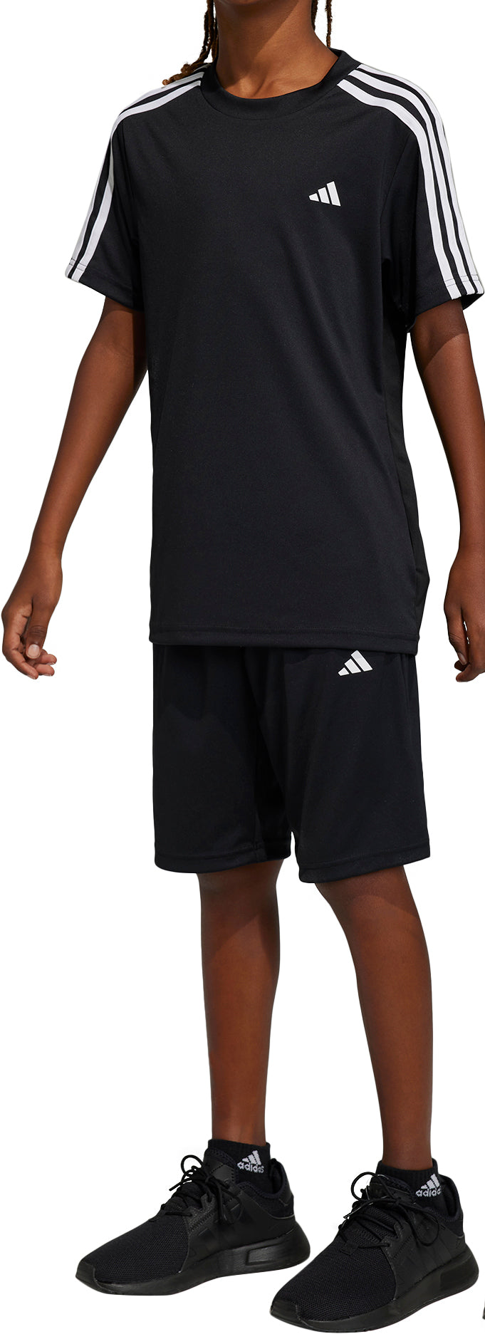Essentials 3 Stripes Junior Training Set - Black