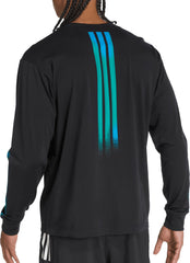 Follow The Line Graphic Long Sleeve Mens Running Top - Black