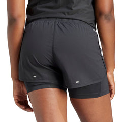 Own The Run 3 Stripes 2 In 1 Womens Running Shorts - Black