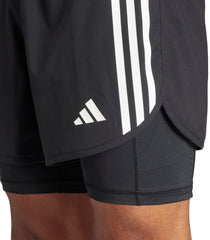 Own The Run 3 Stripes 2 In 1 Mens Running Shorts - Black