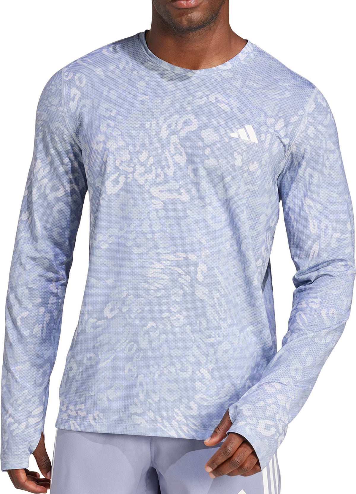 Own The Run ClimaCool 3 Stripes Long Sleeve Mens Running Top - Grey