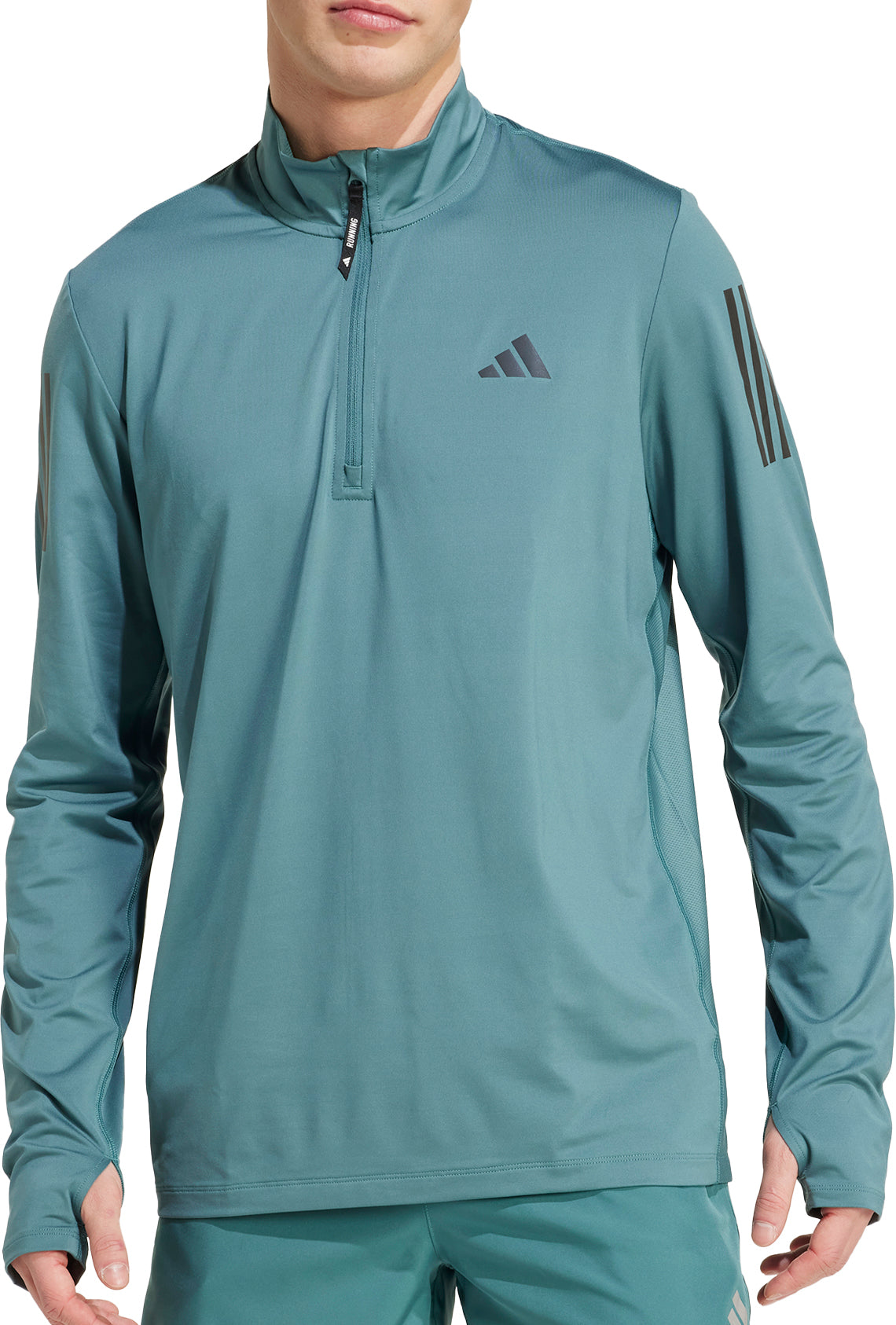 Own The Run Half Zip Long Sleeve Mens Running Top - Green