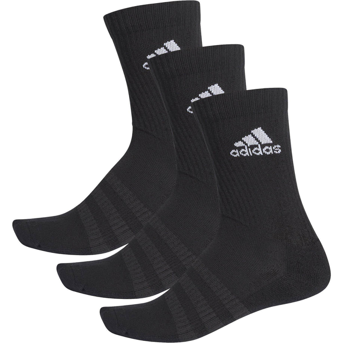Cushioned (3 Pack) Crew Training Socks - Black