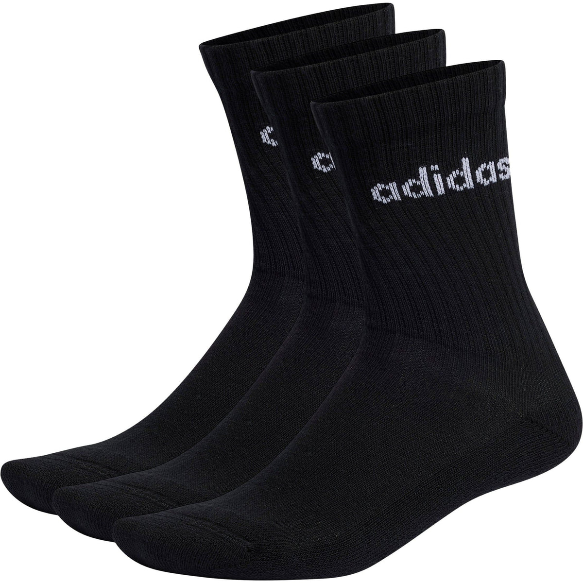 Cushioned Linear (3 Pack) Crew Training Socks - Black