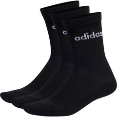 Cushioned Linear (3 Pack) Crew Training Socks - Black