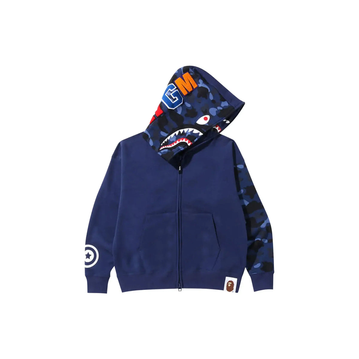 BAPE Color Camo Relaxed Fit Shark Full Zip Hoodie 'Navy'