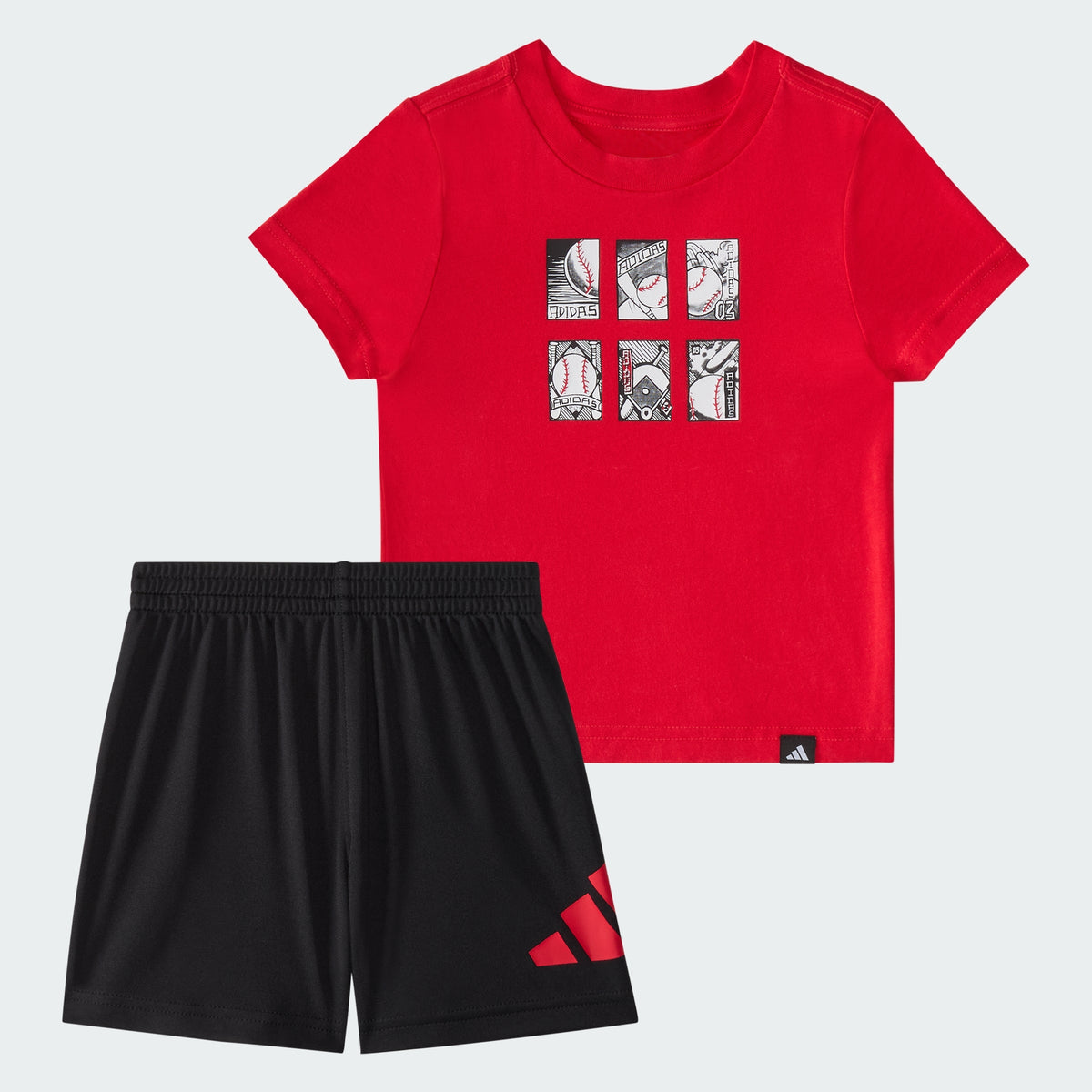 Kids' Two Piece Short Sleeve Cotton Tee and Elastic Waistband Logo Shorts Set