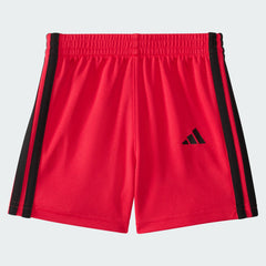 Kids' Two Piece Short Sleeve Graphic Cotton Tee and 3 Stripes Shorts Set