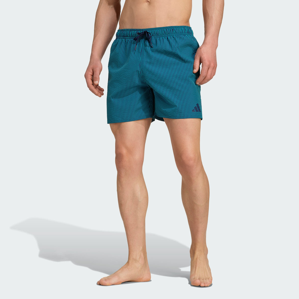 Men's Seersucker Stripy Swim Shorts 5-Inch