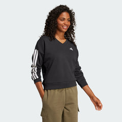 Women's Essentials 3-Stripes French Terry V-neck Sweatshirt